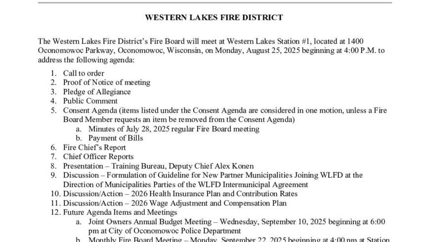 2025 08 25 Fire Board Meeting