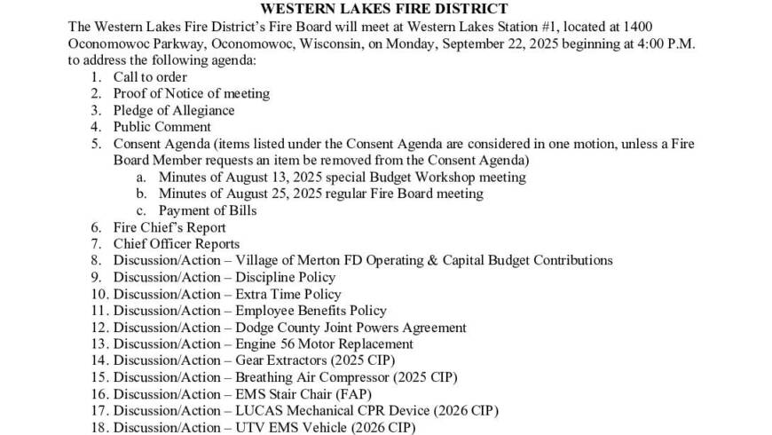 2025 09 22 Fire Board Meeting