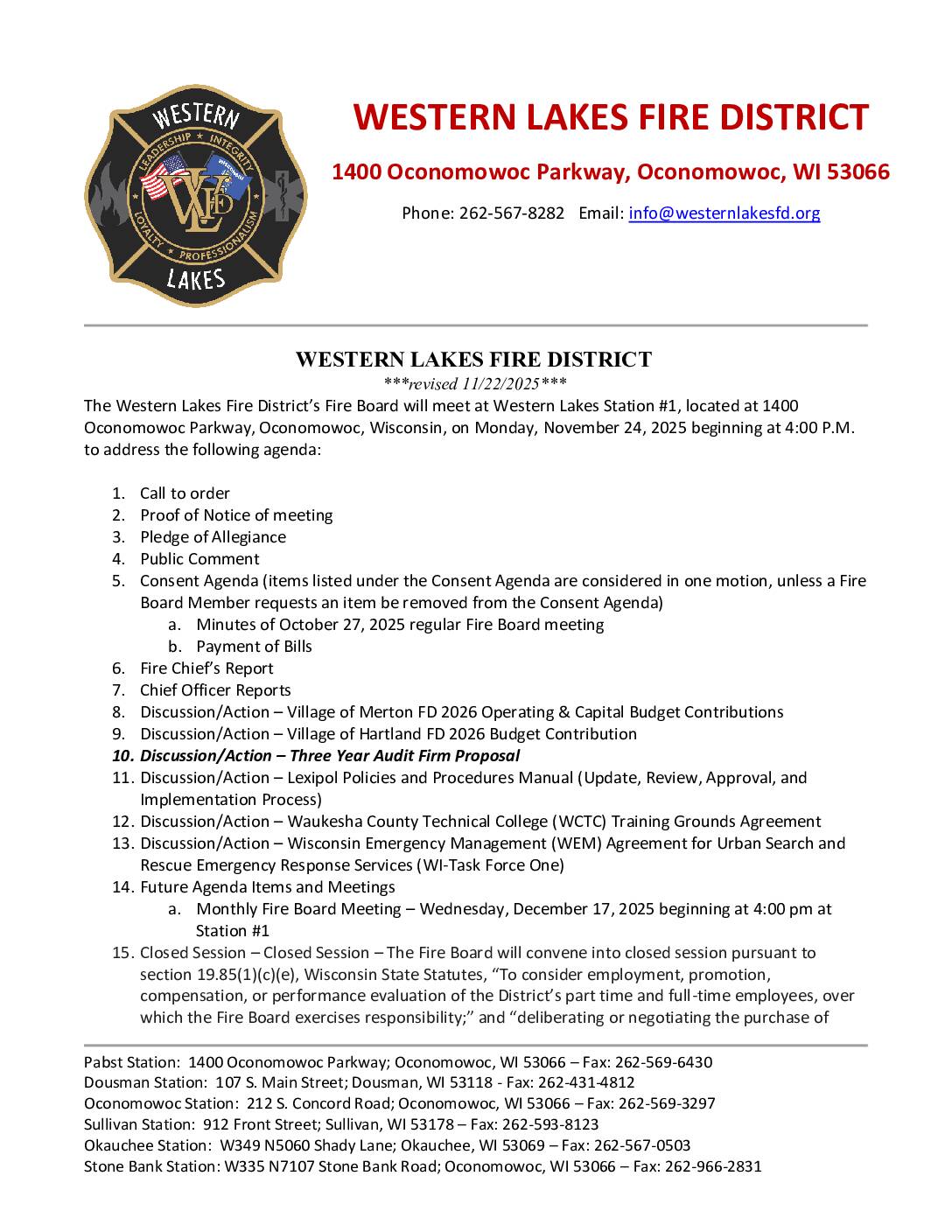 2025 11 24 Fire Board Meeting