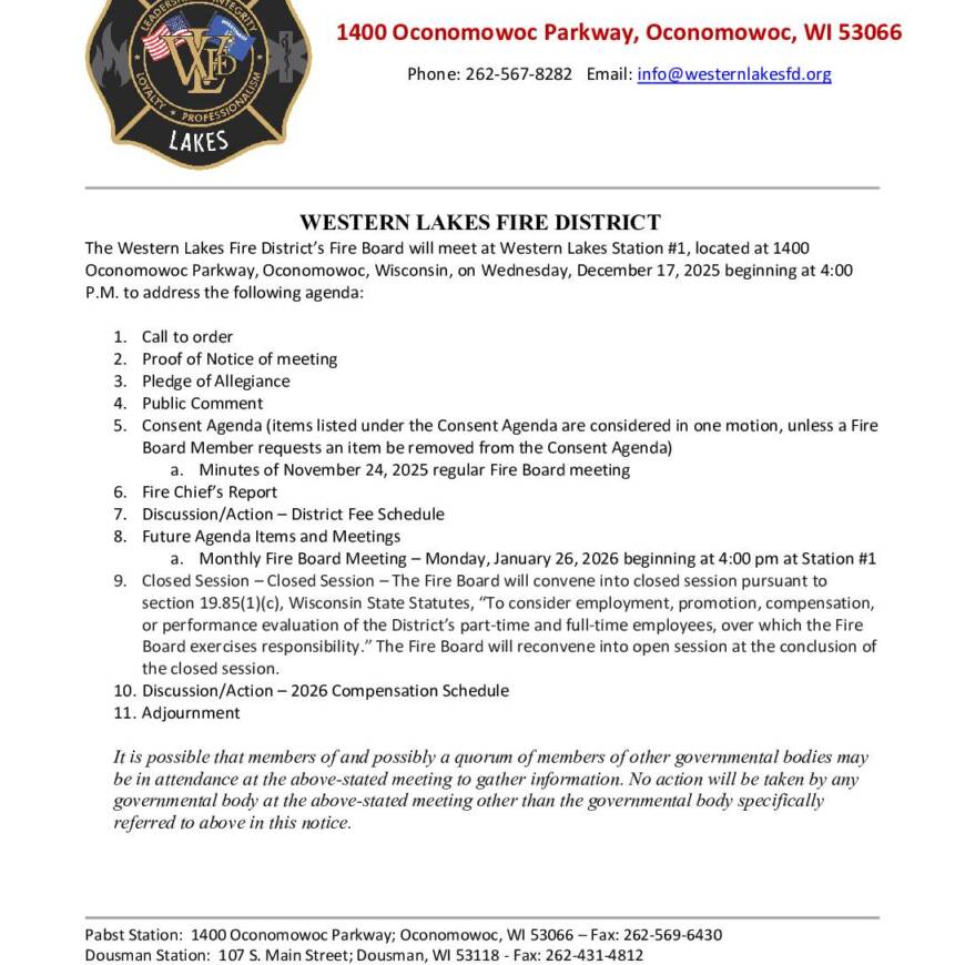 2025 12 17 Fire Board Meeting