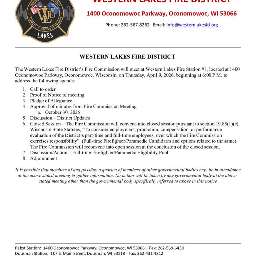 2026 04 09 Fire Commission Meeting