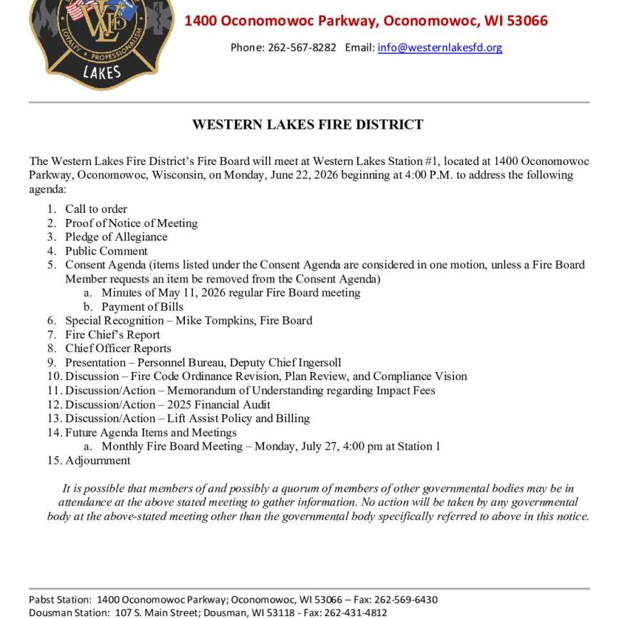 2026 06 22 Fire Board Meeting