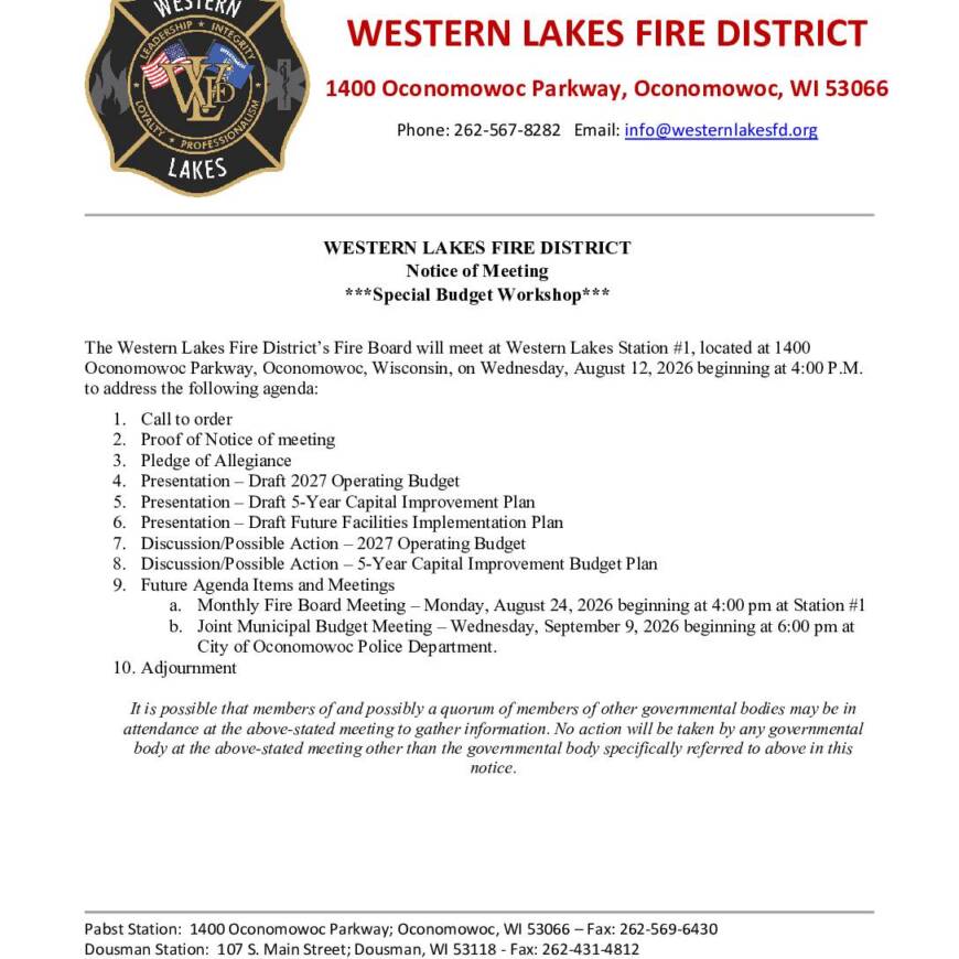 2026 08 12 Fire Board Special Budget Workshop