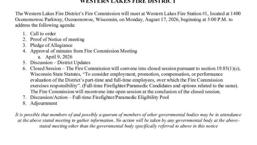 2026 08 17 Fire Commission Meeting