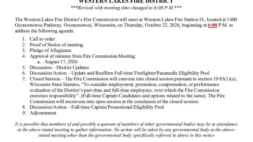 2026 10 22 Fire Commission Meeting