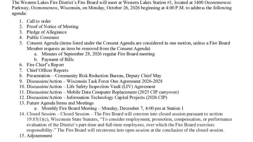 2026 10 26 Fire Board Meeting