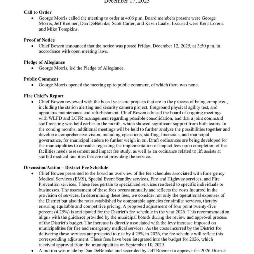2025 12 17 Fire Board Minutes
