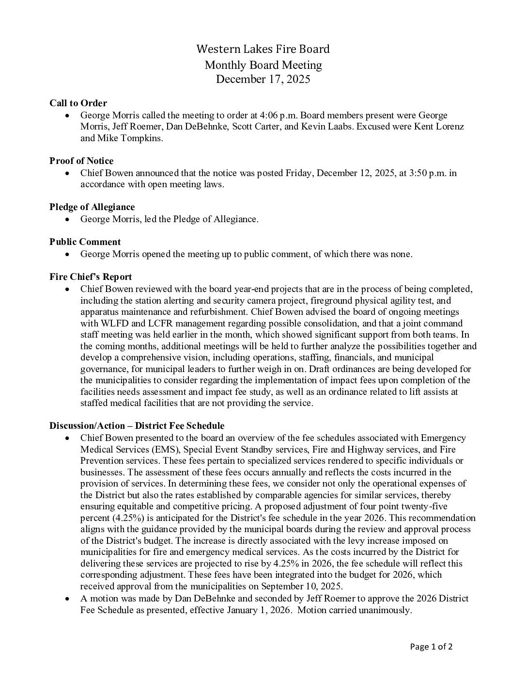 2025 12 17 Fire Board Minutes