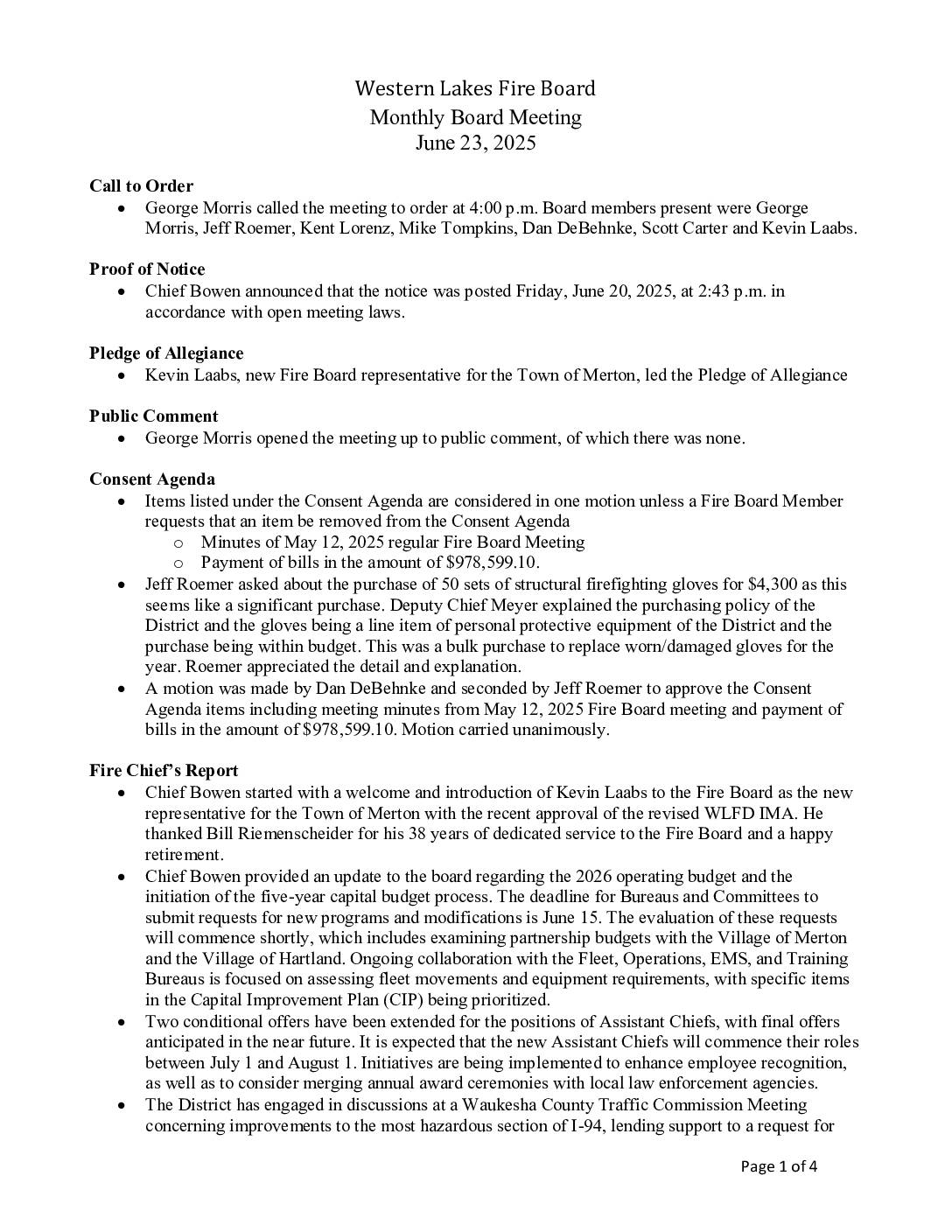 2025 06 23 Fire Board Minutes