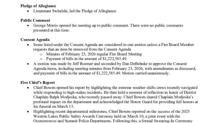 2026 03 23 Fire Board Minutes