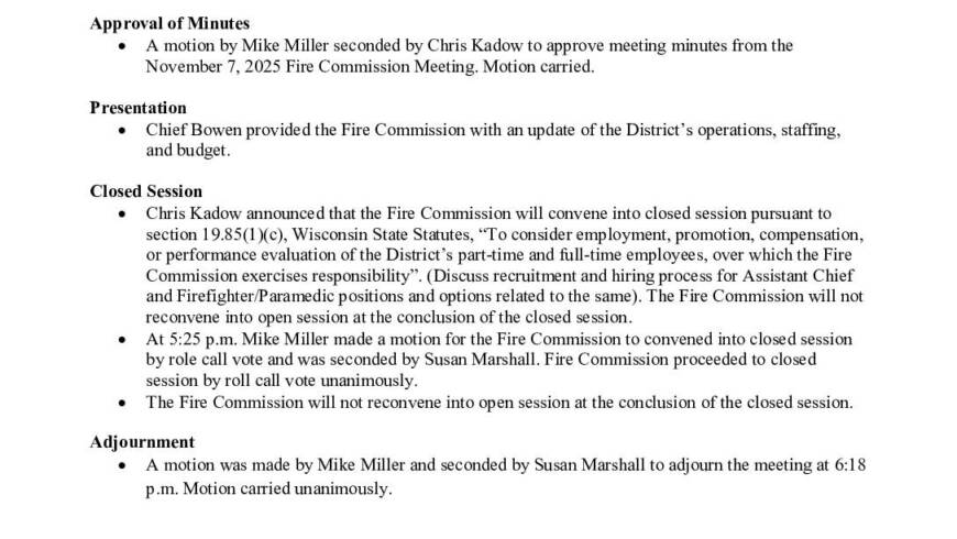 2025 03 25 Fire Commission Minutes