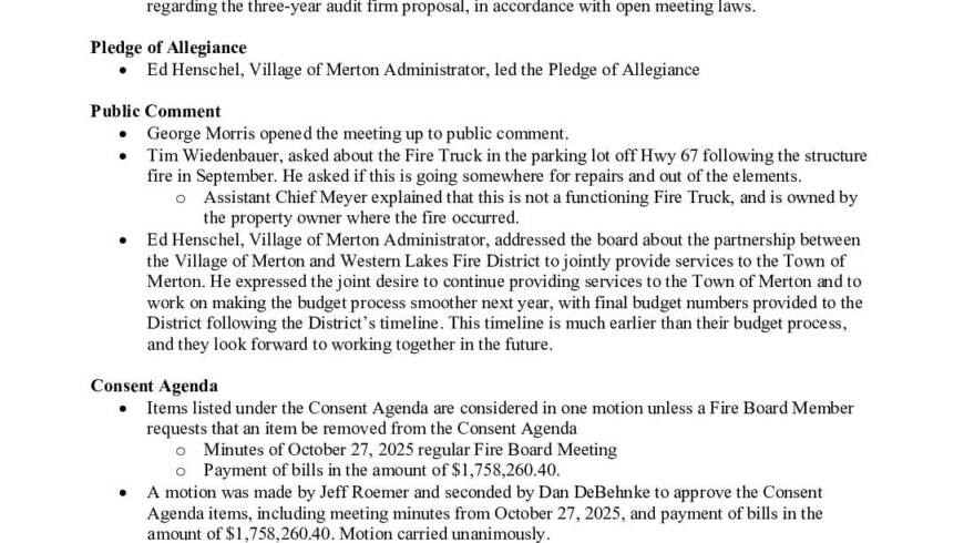 2025 11 24 Fire Board Minutes