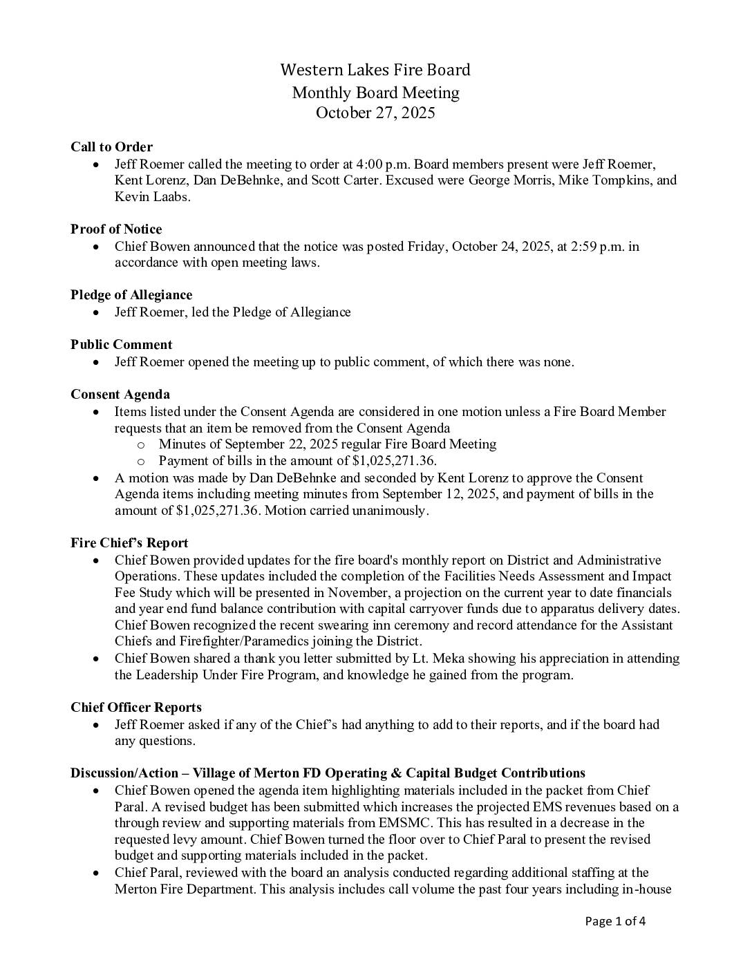 2025 10 27 Fire Board Minutes